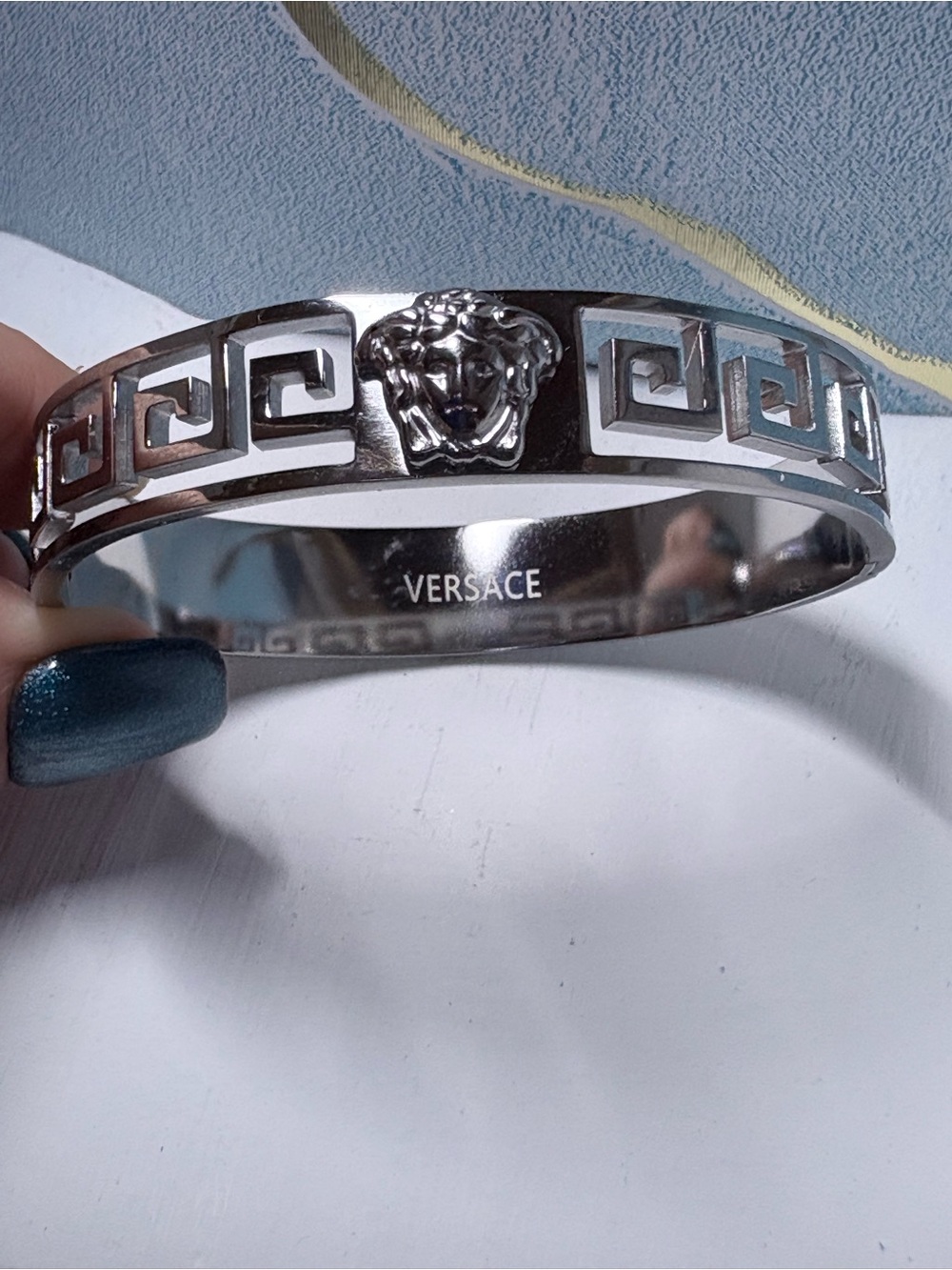 Silver Greek Key Bangle NWOT - Picture 2 of 6